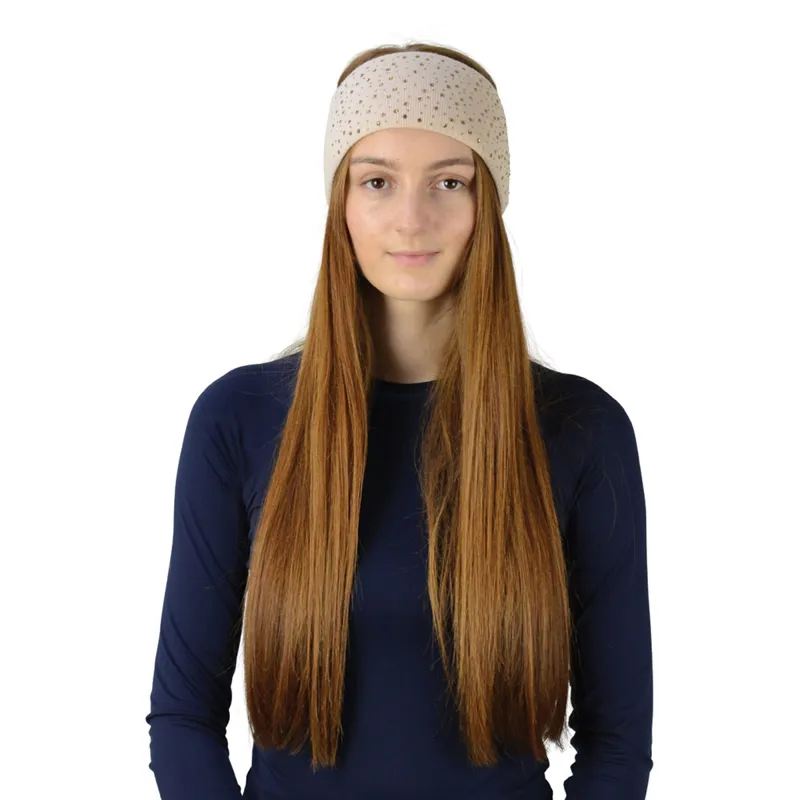 Hy Equestrian Alaska Diamante Headband - Beige/Gold